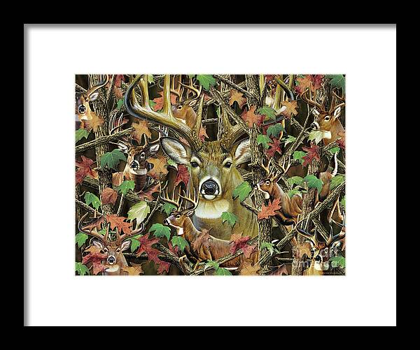 Jq Licensing Framed Print featuring the painting Deer Camo by JQ Licensing Cynthie Fisher
