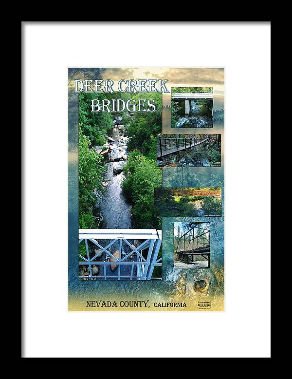 Deer Creek Bridges Framed Print featuring the digital art Deer Creek Bridges by Lisa Redfern