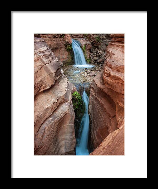 Deer Creek Framed Print featuring the photograph Deer Creek Double Waterfall by Britt Runyon
