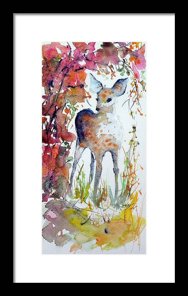 Deer Framed Print featuring the painting Deer by Kovacs Anna Brigitta