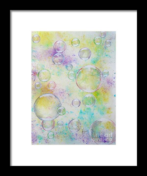 Bubbles Framed Print featuring the mixed media Delicate Bubbles by Karen Jane Jones