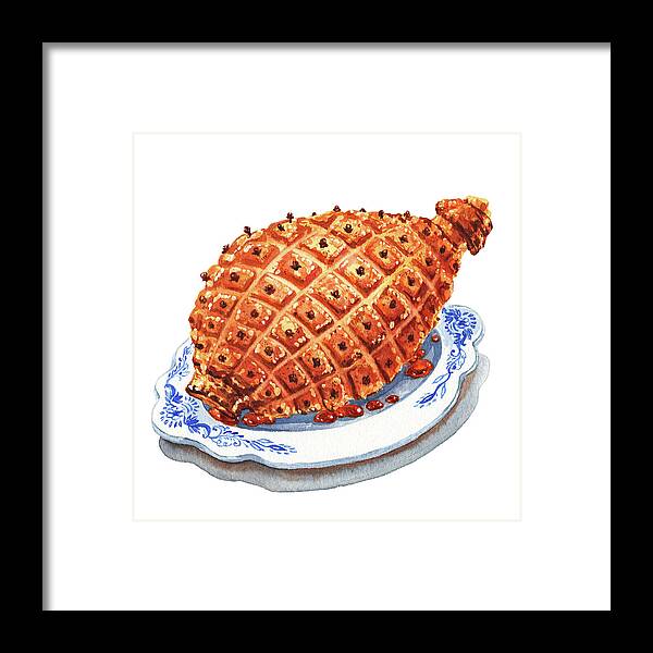 Ham Framed Print featuring the painting Delicious Ham by Irina Sztukowski