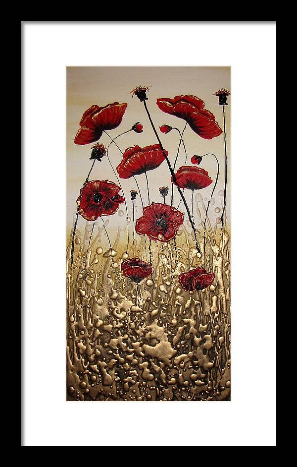Poppies Framed Print featuring the painting Delightful Red Poppies by Amanda Dagg