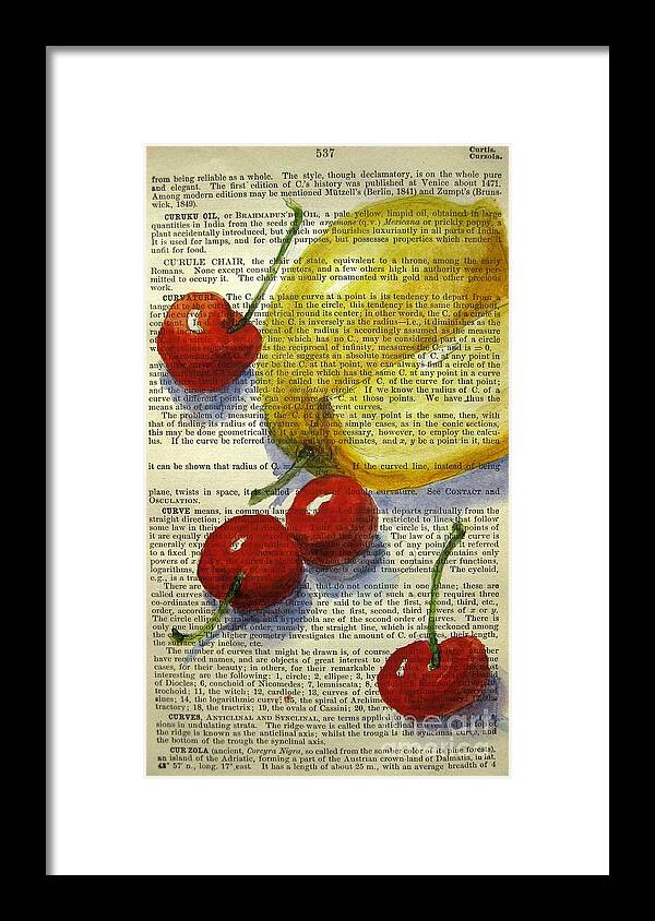 Cherries With Lemon Framed Print featuring the painting Delighting the Senses by Maria Hunt