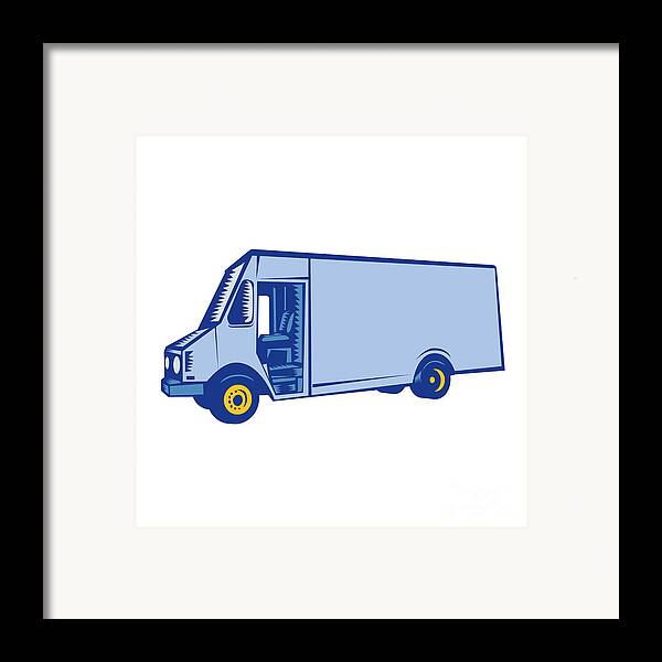 Delivery Van Side Woodcut Framed Print by Aloysius Patrimonio