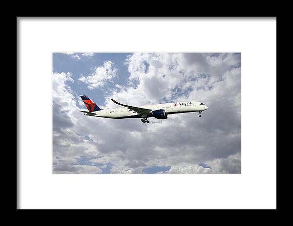 Delta Framed Print featuring the digital art Delta Air Lines - Airbus A350-941 - N502DN by Airpower Art