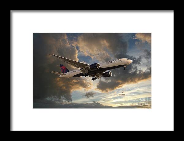 Delta Airlines Framed Print featuring the digital art Delta Air Lines Boeing 777-200LR by Airpower Art