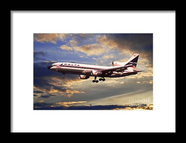 Delta Framed Print featuring the digital art Delta Airlines Lockheed L-1011 TriStar by Airpower Art
