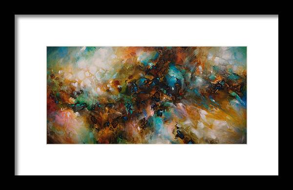 Abstract Framed Print featuring the painting 'Deniable Space' by Michael Lang