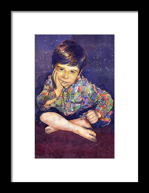 Watercolor Framed Print featuring the painting Denis 01 by Yuriy Shevchuk