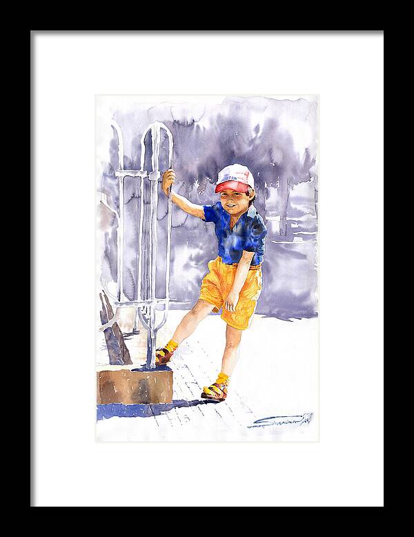 Watercolor Framed Print featuring the painting Denis 02 by Yuriy Shevchuk