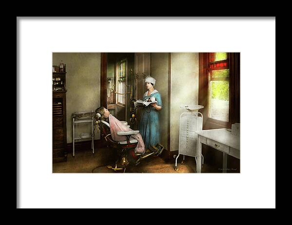 Dentist Art Framed Print featuring the photograph Dentist - Patients is a virtue 1920 by Mike Savad