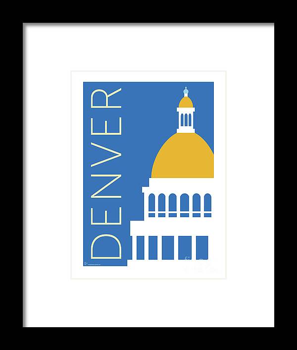 Denver Framed Print featuring the digital art DENVER Capitol/Blue by Sam Brennan