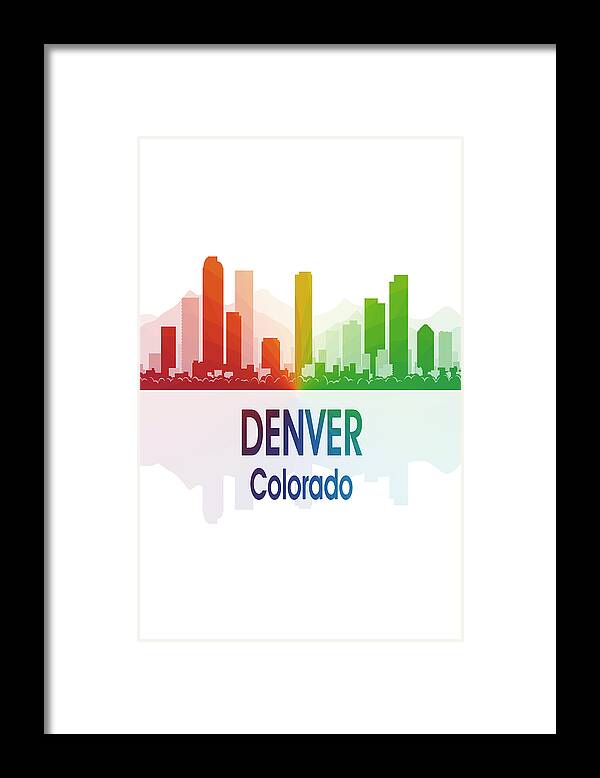 Denver Framed Print featuring the digital art Denver CO 1 Vertical by Angelina Tamez