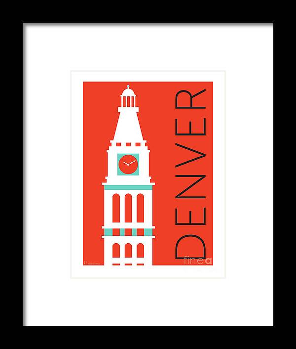 Denver Framed Print featuring the digital art DENVER D and F Tower/Orange by Sam Brennan