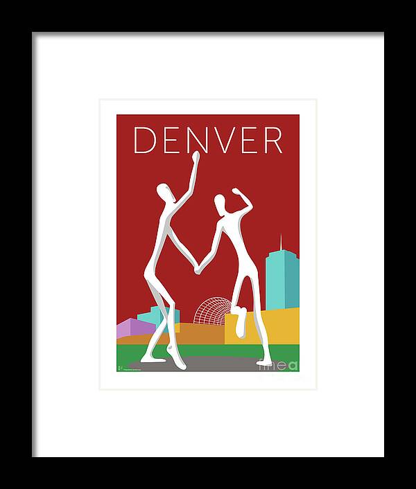 Denver Framed Print featuring the digital art DENVER Dancers/Maroon by Sam Brennan
