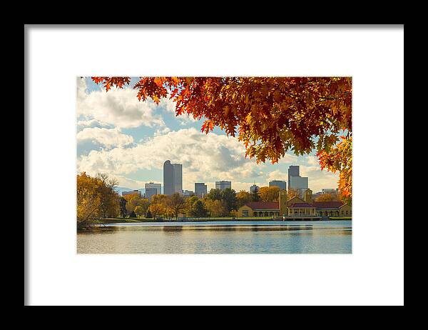 Denver Framed Print featuring the photograph Denver Skyline Fall Foliage View by James BO Insogna
