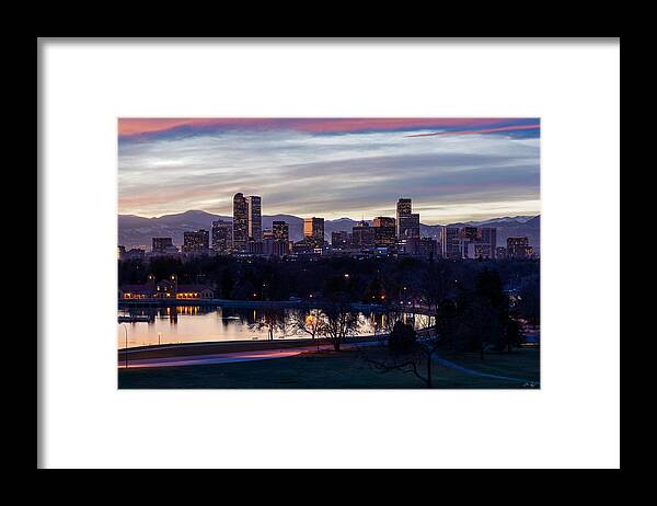 Denver Framed Print featuring the photograph Denver Sunset by Aaron Spong