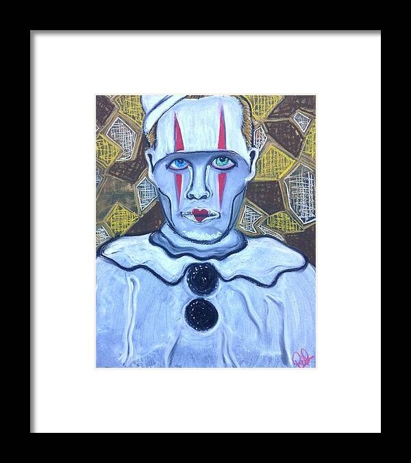 Clown Framed Print featuring the drawing Depresso, the Clown by Regina Jeffers