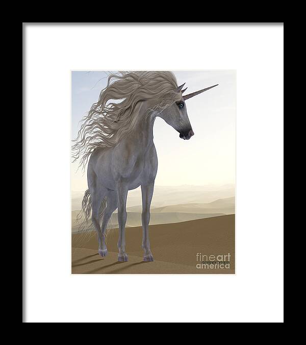 Unicorn Framed Print featuring the painting Desert Dune Unicorn by Corey Ford