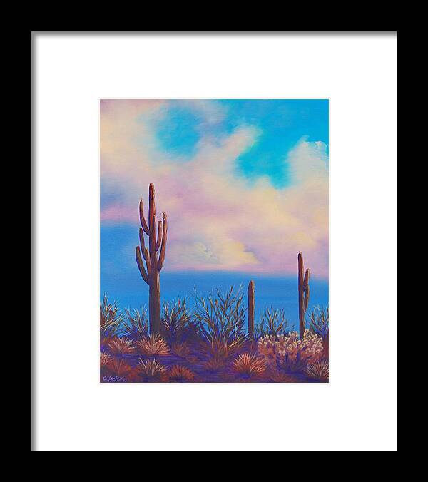 Desert Framed Print featuring the painting Desert Fog by Cheryl Fecht