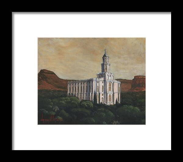 Lds Framed Print featuring the painting Desert Oasis by Jeff Brimley
