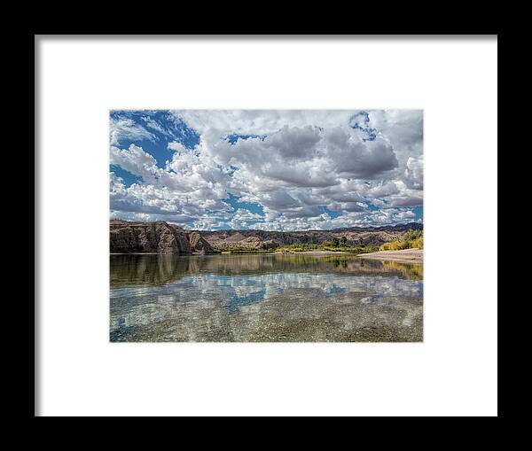 River Framed Print featuring the photograph Desert River Cloud Reflection by Barbara Eads