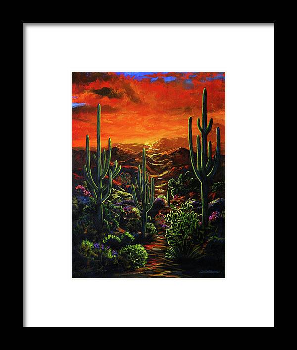Sunset Framed Print featuring the painting Desert Sunset by Lance Headlee