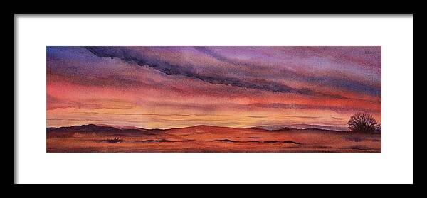 Desert Framed Print featuring the painting Desert Sunset by Ruth Kamenev