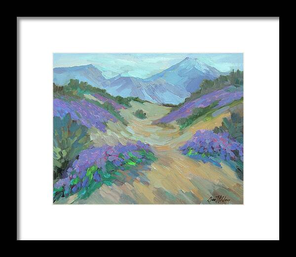 Desert Framed Print featuring the painting Desert Verbena by Diane McClary
