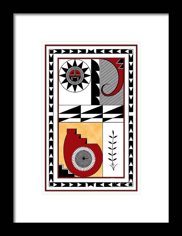 Southwest Framed Print featuring the digital art Southwest Collection - Design Five in Red by Tim Hightower