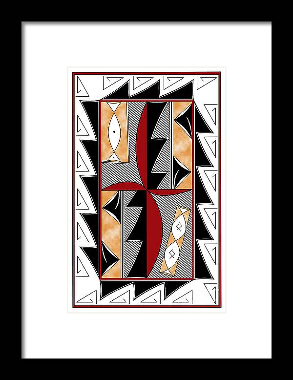 Southwest Framed Print featuring the digital art Southwest Collection - Design One in Red by Tim Hightower
