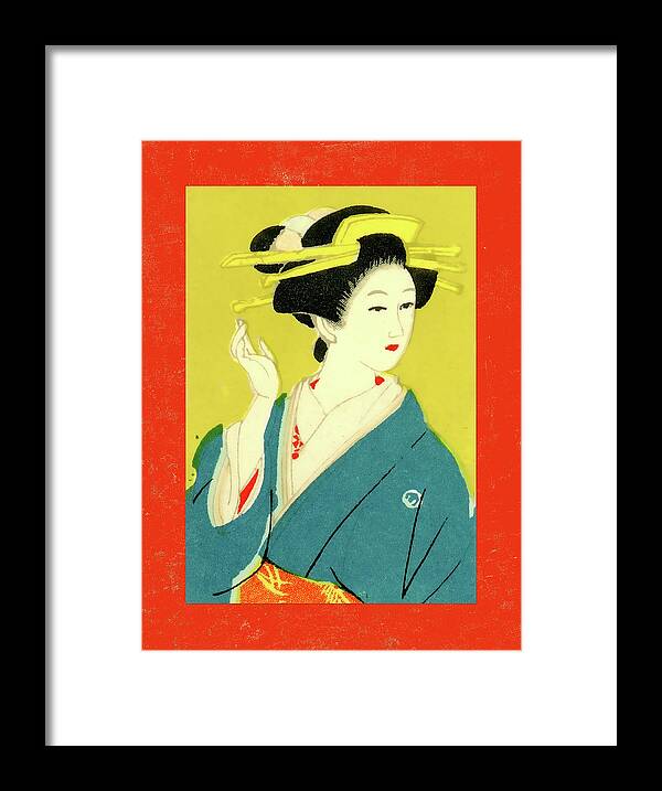 Japan Framed Print featuring the mixed media Designer Series Japanese Matchbox Label 128 by Carol Leigh