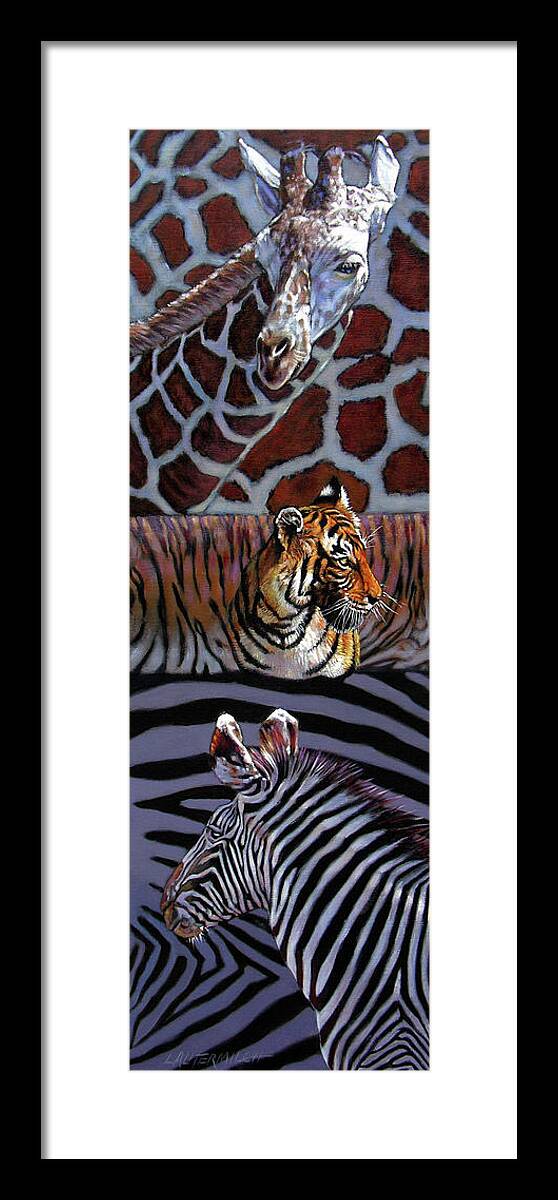 Animals Framed Print featuring the painting Designs for Defense and Offense by John Lautermilch