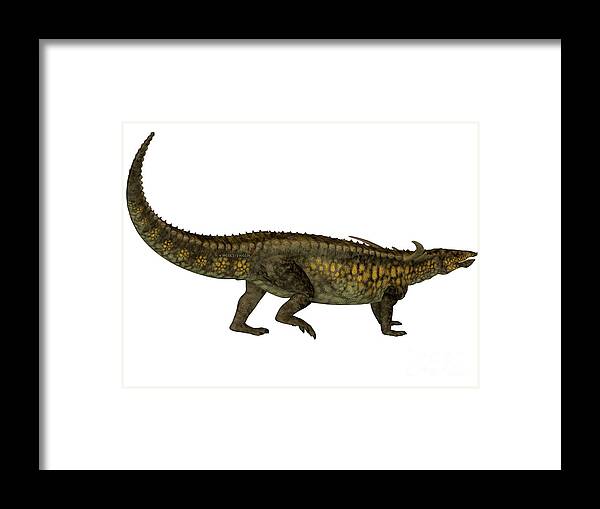 Desmatosuchus Framed Print featuring the painting Desmatosuchus Profile by Corey Ford
