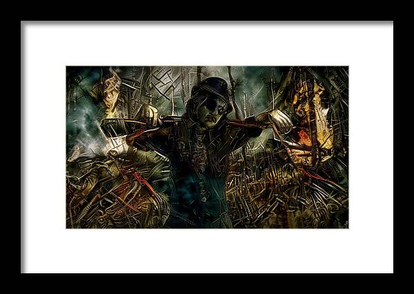 Destructor Framed Print featuring the mixed media Destructor by Lilia D