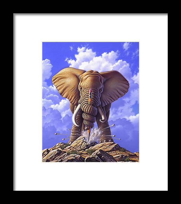 Elephant Framed Print featuring the painting Determination by Jerry LoFaro