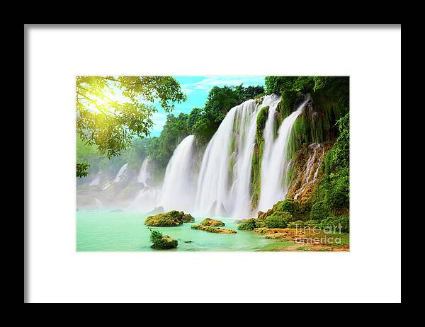Waterfall Framed Print featuring the photograph Detian waterfall by MotHaiBaPhoto Prints