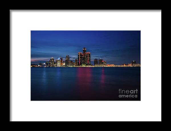 Detroit At Night 4 Framed Print featuring the photograph Detroit at Night 4 by Rachel Cohen