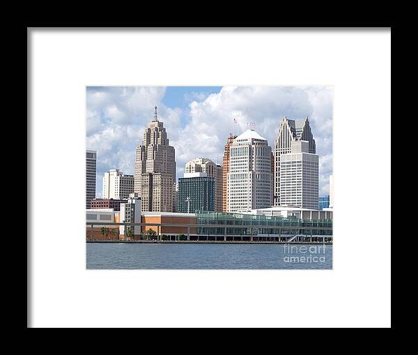 Detroit Framed Print featuring the photograph Detroit Financial District by Ann Horn