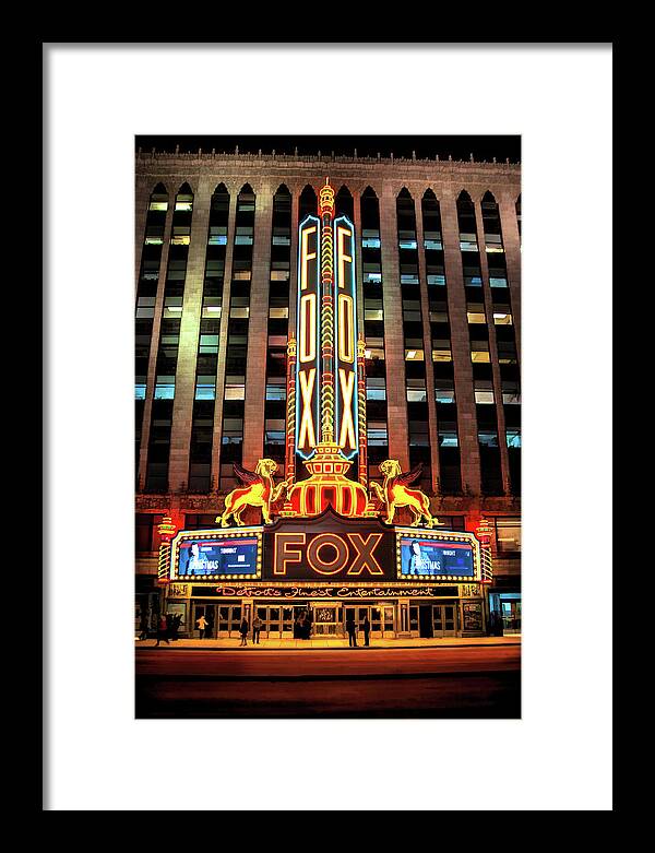 Detroit Framed Print featuring the painting Detroit Fox Theatre Marquee by Christopher Arndt
