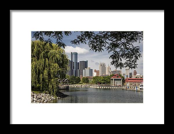 Detroit Riverfront Framed Print featuring the photograph Detroit Skylin and Marina by John McGraw
