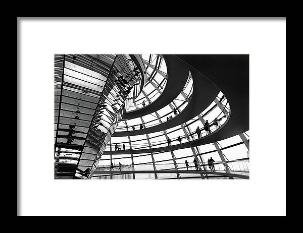 Berlin Landmarks Framed Print featuring the photograph Deutscher bundestag German Parliament glass dome by Michalakis Ppalis