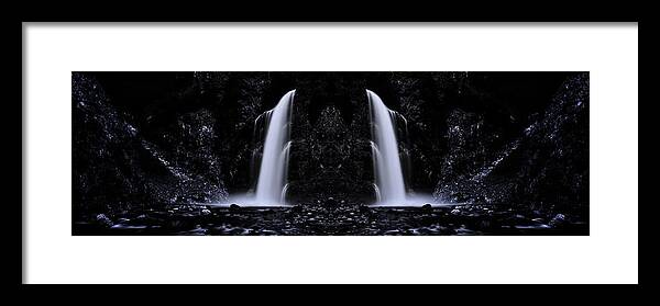 Mountain Framed Print featuring the digital art Devil Falls by Pelo Blanco Photo