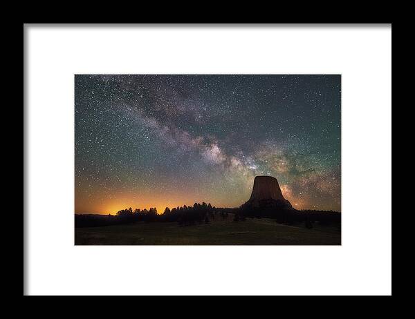 Devils Tower Framed Print featuring the photograph Devils Night Watch by Darren White
