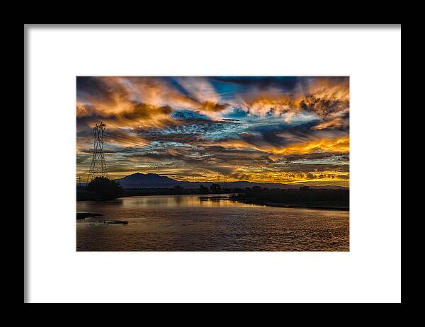 Delta Framed Print featuring the photograph Diablo over the Delta by Robin Mayoff