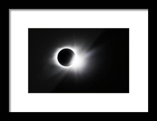 Abstract Framed Print featuring the photograph Diamond Ring Effect at the Full Solar Eclipse by Debra and Dave Vanderlaan