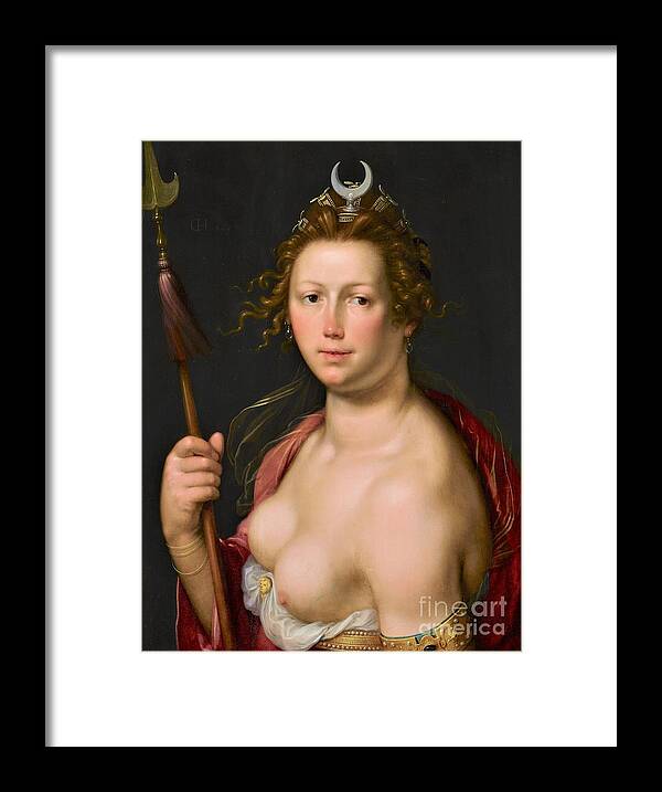 Uspd: Reproduction Framed Print featuring the painting Diana goddess of the hunt by Thea Recuerdo