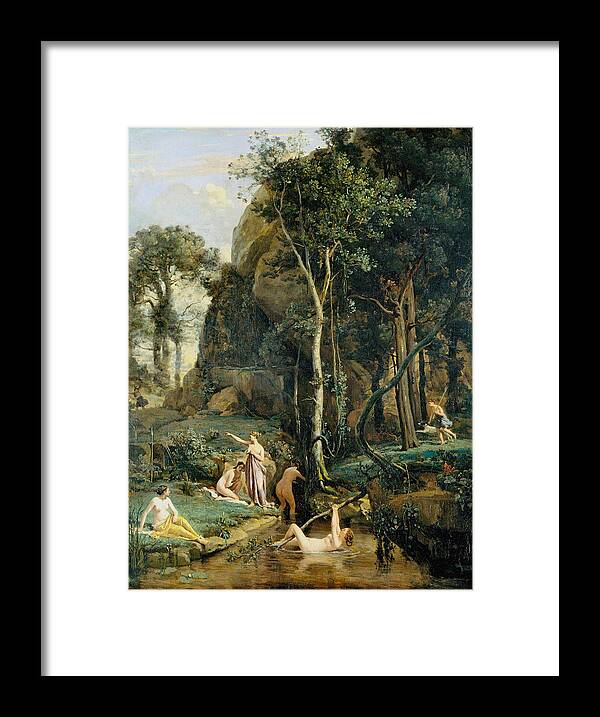 Diana Surprised In Her Bath Framed Print featuring the photograph Diana Surprised in Her Bath by Camille Corot