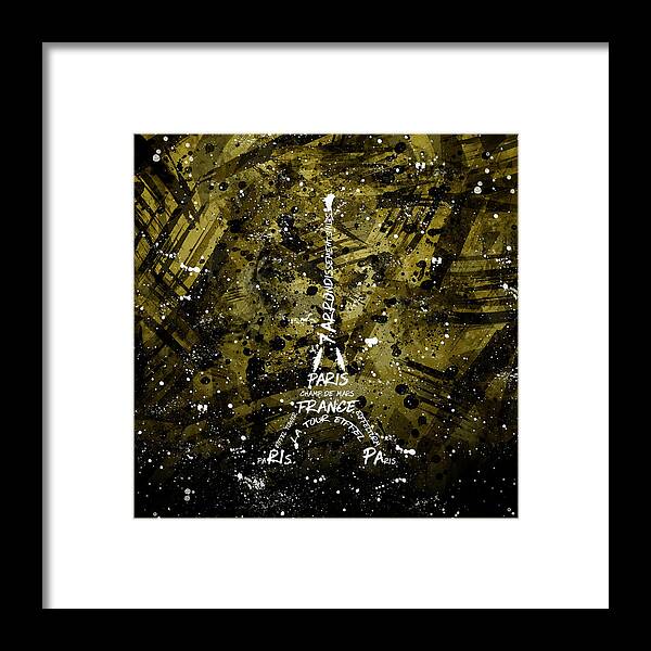 Paris Framed Print featuring the digital art Digital Art Eiffel Tower - golden by Melanie Viola